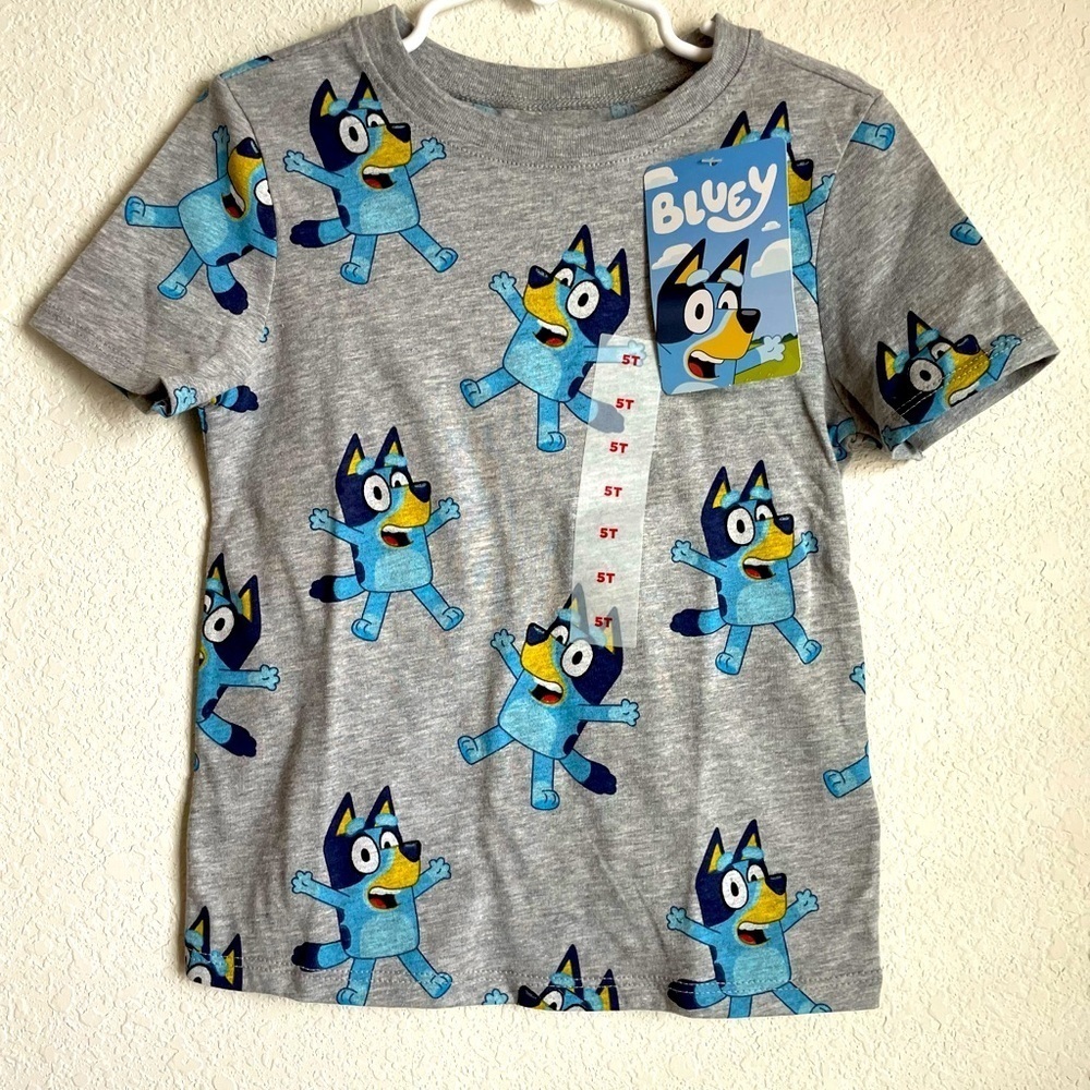 Bluey Kids Short Sleeve Graphic Gray T-Shirt size 5T-NWT